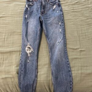 Abercrombie & Fitch High Rise Blue Jeans Distressed Vintage Style